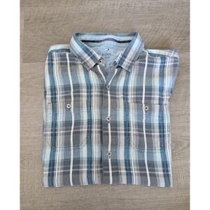 Kuhl Shirt Button Up Men's Large Short Sleeve Linen Cotton Hiking Outdoors‎